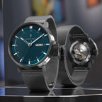 Neolux Day Date Dark Silver Blue - Lilienthal Berlin