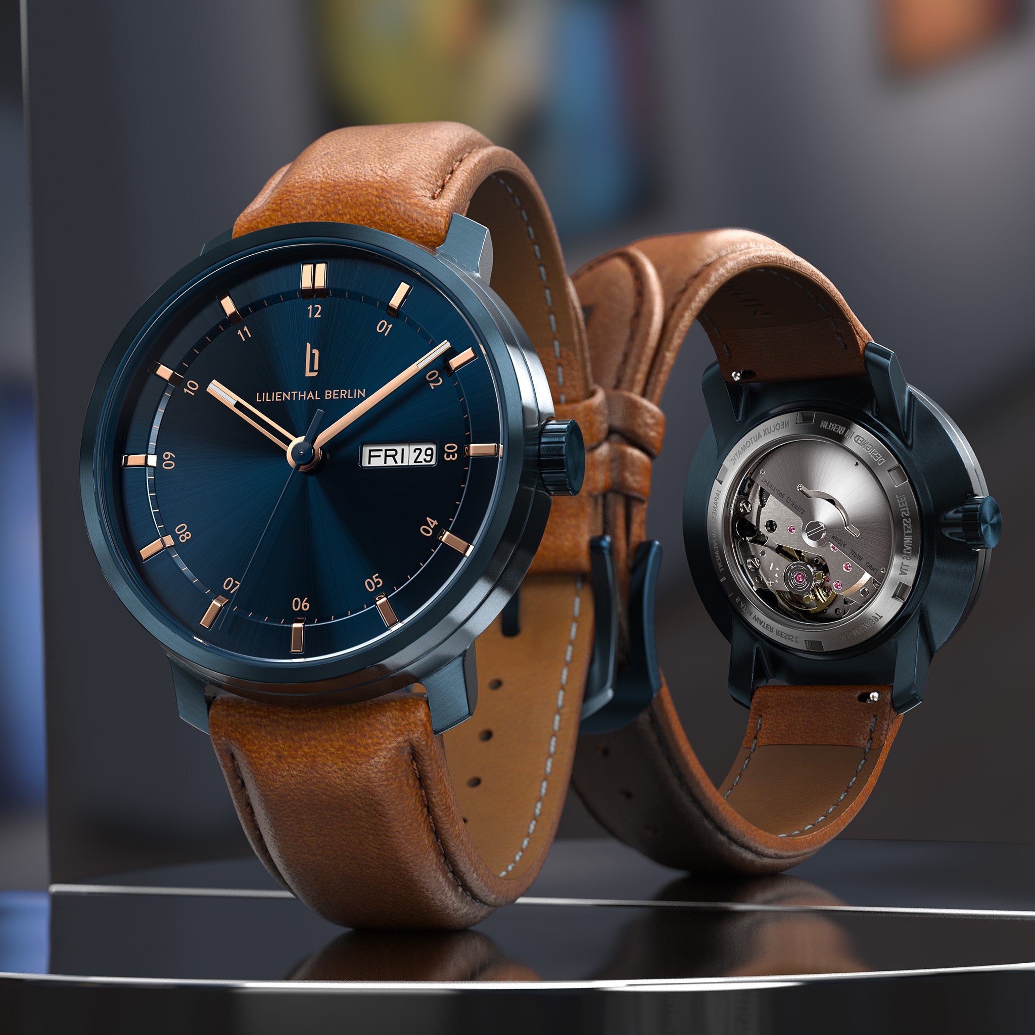 Neolux Day Date Blue Rose Gold - Lilienthal Berlin