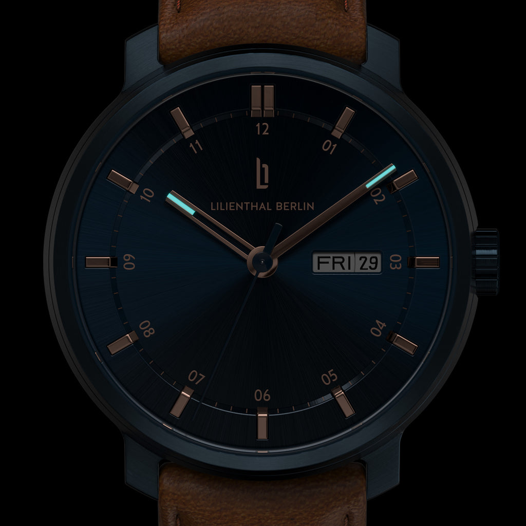 Neolux Day Date Blue Rose Gold - Lilienthal Berlin