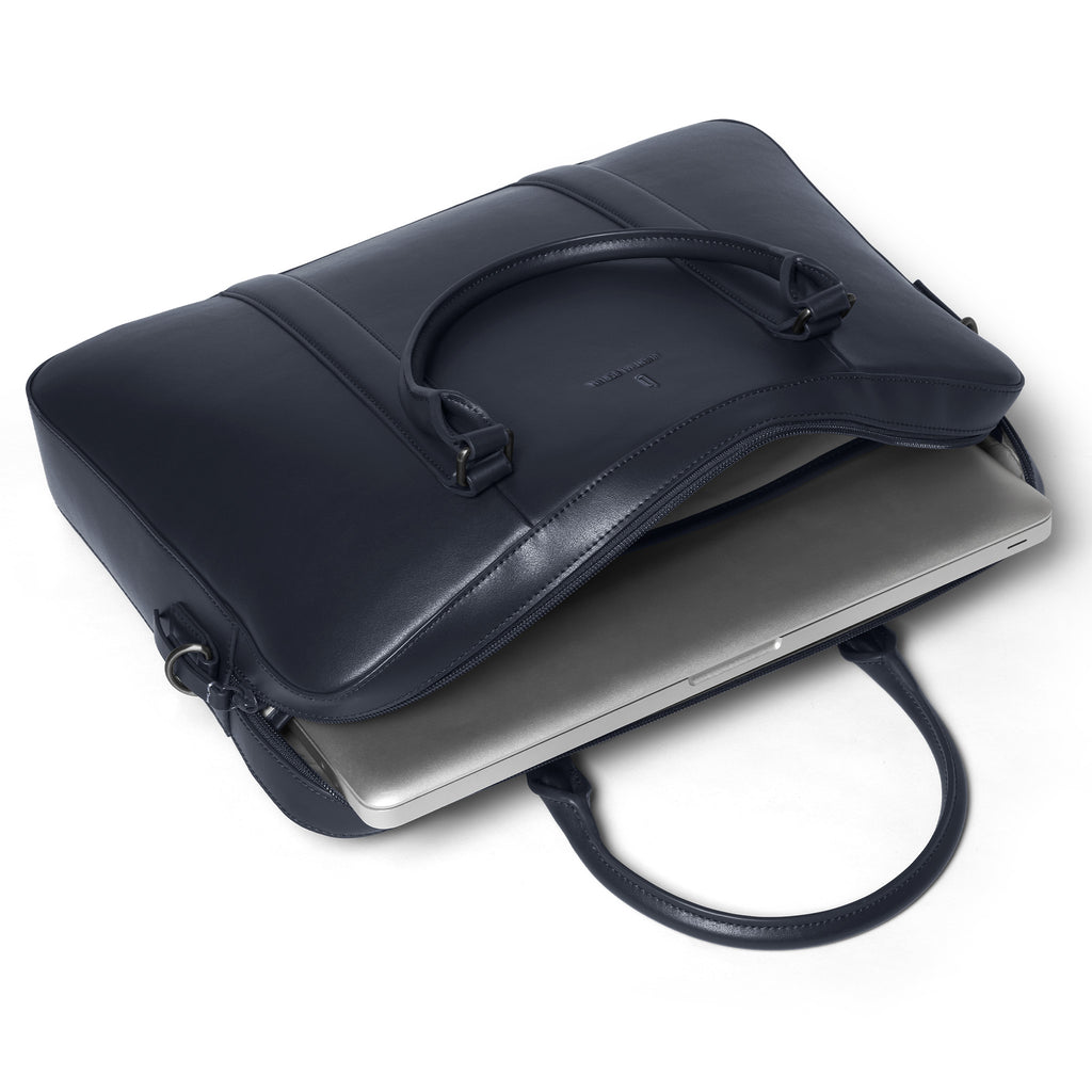Classic Briefcase Cactus Leather Navy Blue - Lilienthal Berlin